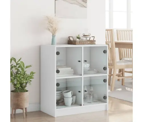 Skapītis Ar Stikla Durvīm, Balts, 68X37X75,5 Cm Vidaxl Skapītis Ar Stikla Durvīm, Balts, 68X37X75,5 Cm Vidaxl
