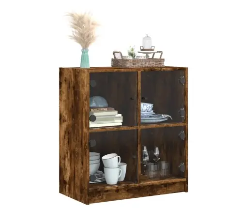 Šoninė Spintelė Su Stiklinėmis Durelėmis, Dūminė, 68X37X75,5Cm