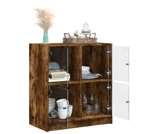 Šoninė Spintelė Su Stiklinėmis Durelėmis, Dūminė, 68X37X75,5Cm