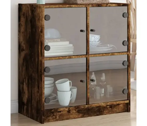 Šoninė Spintelė Su Stiklinėmis Durelėmis, Dūminė, 68X37X75,5Cm