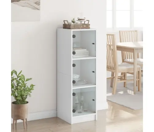 Augstais Skapis Ar Stikla Durvīm, Balts, 35X37X109 Cm Vidaxl