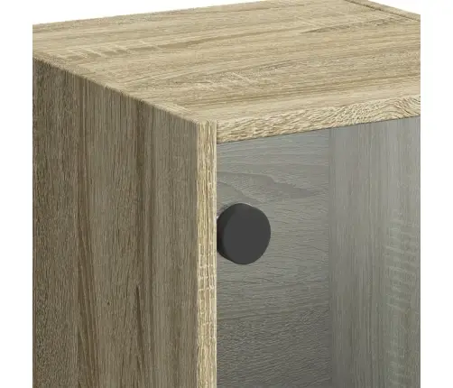 Augstais Skapis Ar Stikla Durvīm, Ozola Krāsa, 35X37X109 Cm Vidaxl