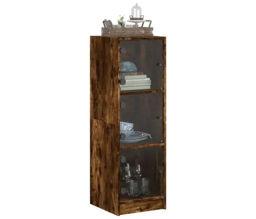 Augstais Skapis Ar Stikla Durvīm, Koka Krāsa, 35X37X109 Cm Vidaxl