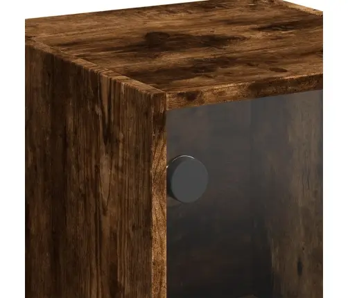 Augstais Skapis Ar Stikla Durvīm, Koka Krāsa, 35X37X109 Cm Vidaxl