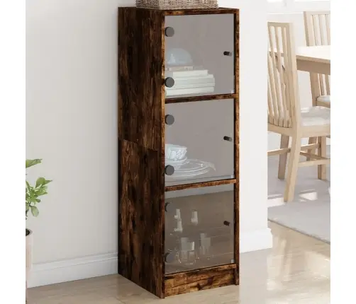 Augstais Skapis Ar Stikla Durvīm, Koka Krāsa, 35X37X109 Cm Vidaxl