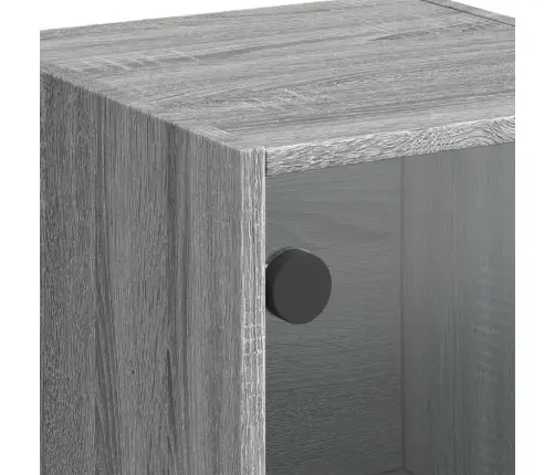 Augstais Skapis Ar Stikla Durvīm, Pelēka Ozola, 35X37X109 Cm Vidaxl