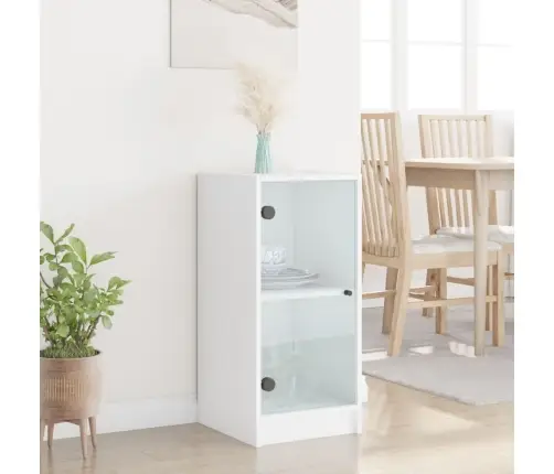 Skapītis Ar Stikla Durvīm, Balts, 35X37X75,5 Cm Vidaxl