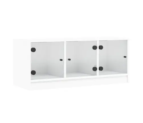 Tv Skapītis Ar Stikla Durvīm, Balts, 102X37X42 Cm Vidaxl
