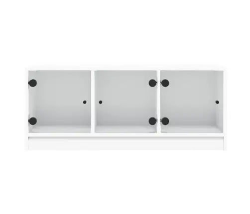 Tv Skapītis Ar Stikla Durvīm, Balts, 102X37X42 Cm Vidaxl