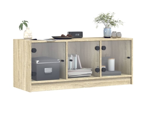 Tv Skapītis Ar Stikla Durvīm, Ozola Krāsa, 102X37X42 Cm Vidaxl