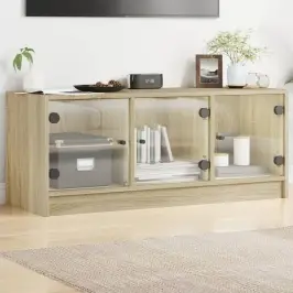 Tv Spintelė Su Stiklinėmis Durelėmis, Ąžuolo, 102X37X42Cm