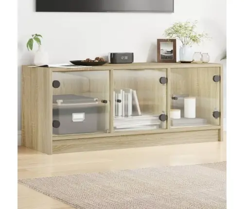 Tv Spintelė Su Stiklinėmis Durelėmis, Ąžuolo, 102X37X42Cm