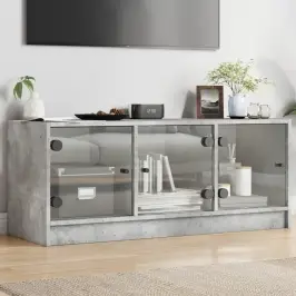 Tv Spintelė Su Stiklinėmis Durelėmis, Betono, 102X37X42Cm