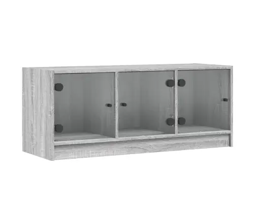 Tv Skapītis Ar Stikla Durvīm, Pelēka Ozola, 102X37X42 Cm Vidaxl