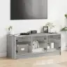 Tv Skapītis Ar Stikla Durvīm, Pelēka Ozola, 102X37X42 Cm Vidaxl