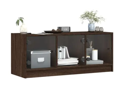 Tv Skapītis Ar Stikla Durvīm, Brūna Ozola, 102X37X42 Cm Vidaxl