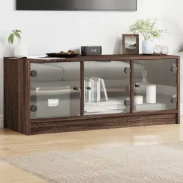 Tv Spintelė Su Stiklinėmis Durelėmis, Ruda Ąžuolo, 102X37X42Cm