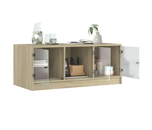 Kavos Staliukas Su Stiklinėmis Durelėmis, Ąžuolo, 102X50X42Cm