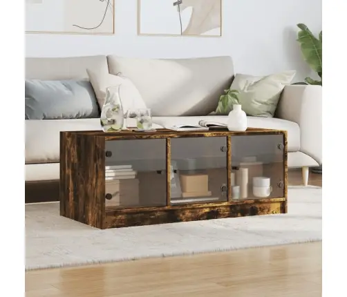 Kafijas Galdiņš Ar Stikla Durvīm, Koka Krāsa, 102X50X42 Cm Vidaxl