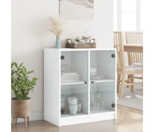 Skapītis Ar Stikla Durvīm, Balts, 68X37X75,5 Cm Vidaxl