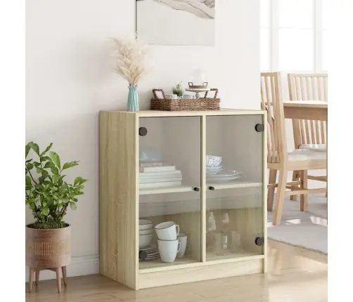 Skapītis Ar Stikla Durvīm, Ozols 68X37X75,5 Cm Vidaxl