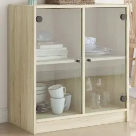 Skapītis Ar Stikla Durvīm, Ozols 68X37X75,5 Cm Vidaxl