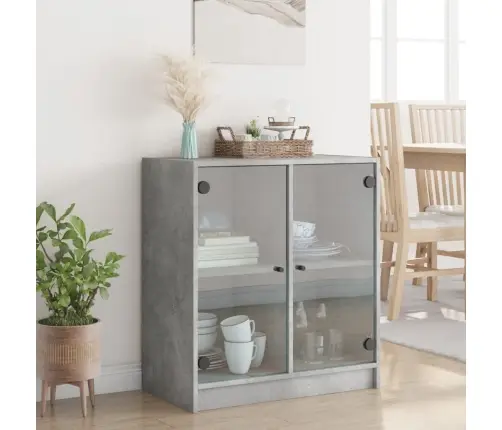 Klaasustega Külgkapp, Betoonhall, 68 X 37 X 75,5 Cm