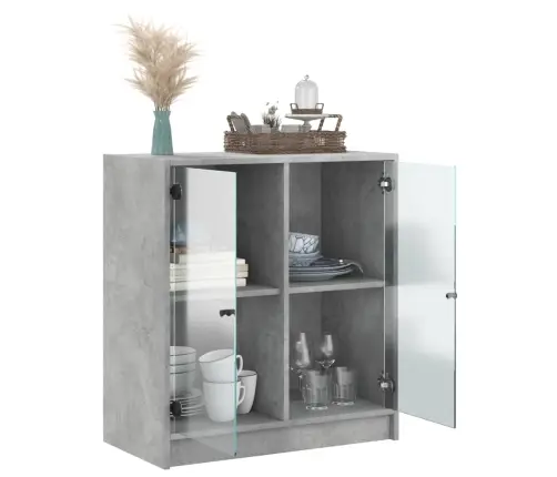Klaasustega Külgkapp, Betoonhall, 68 X 37 X 75,5 Cm