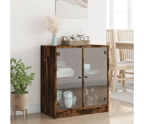 Skapītis Ar Stikla Durvīm, Koka Krāsa, 68X37X75,5 Cm Vidaxl