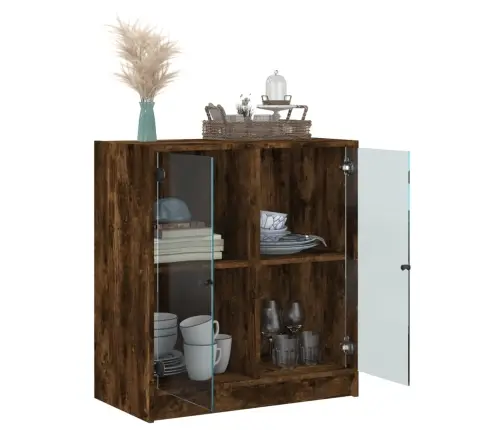 Skapītis Ar Stikla Durvīm, Koka Krāsa, 68X37X75,5 Cm Vidaxl