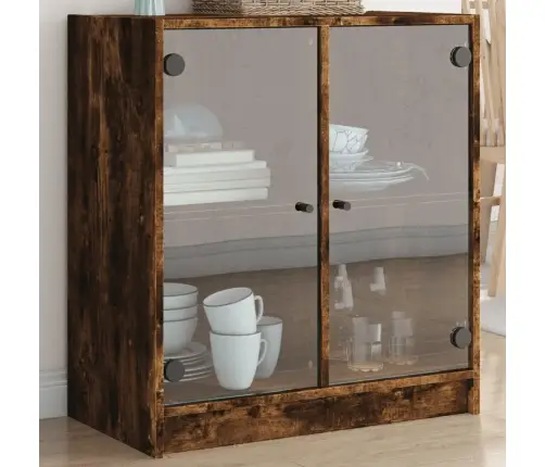 Skapītis Ar Stikla Durvīm, Koka Krāsa, 68X37X75,5 Cm Vidaxl