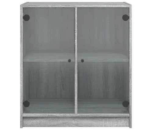 Skapītis Ar Stikla Durvīm, Pelēka Ozola, 68X37X75,5 Cm Vidaxl