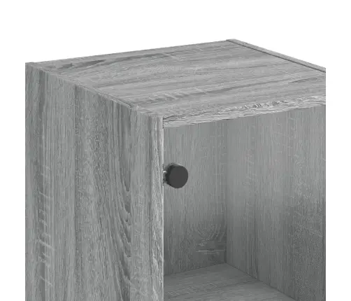 Augstais Skapis Ar Stikla Durvīm, Pelēka Ozola, 35X37X142 Cm Vidaxl