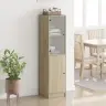 Augstais Skapis Ar Stikla Durvīm, Ozola Krāsa, 35X37X142 Cm Vidaxl