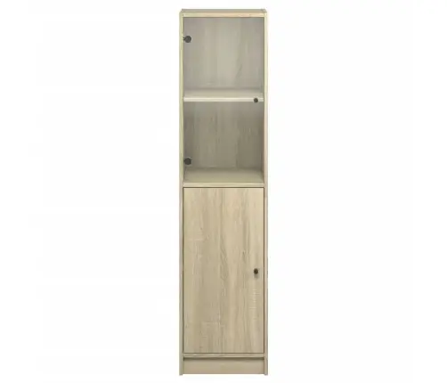 Augstais Skapis Ar Stikla Durvīm, Ozola Krāsa, 35X37X142 Cm Vidaxl