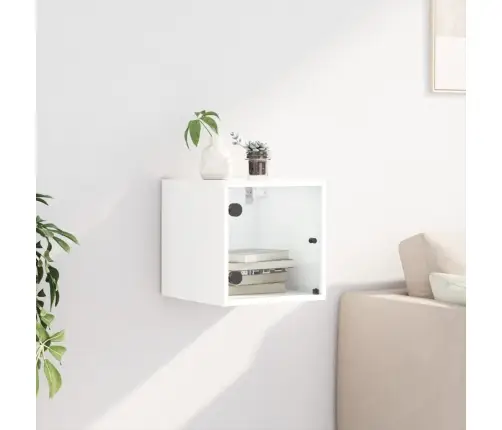 Naktsskapītis Ar Stikla Durvīm, Balts, 35X37X35 Cm Vidaxl