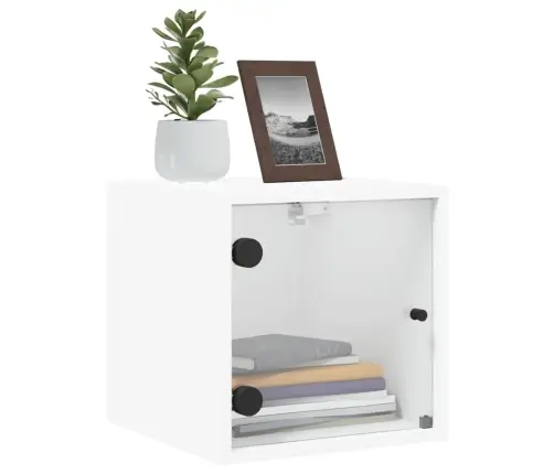 Naktsskapītis Ar Stikla Durvīm, Balts, 35X37X35 Cm Vidaxl