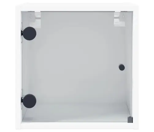 Naktsskapītis Ar Stikla Durvīm, Balts, 35X37X35 Cm Vidaxl