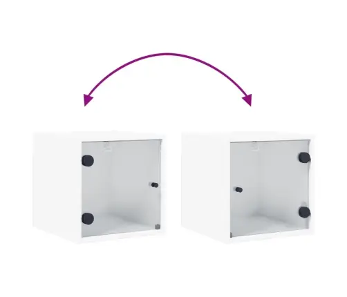 Naktsskapītis Ar Stikla Durvīm, Balts, 35X37X35 Cm Vidaxl