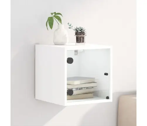 Naktsskapītis Ar Stikla Durvīm, Balts, 35X37X35 Cm Vidaxl