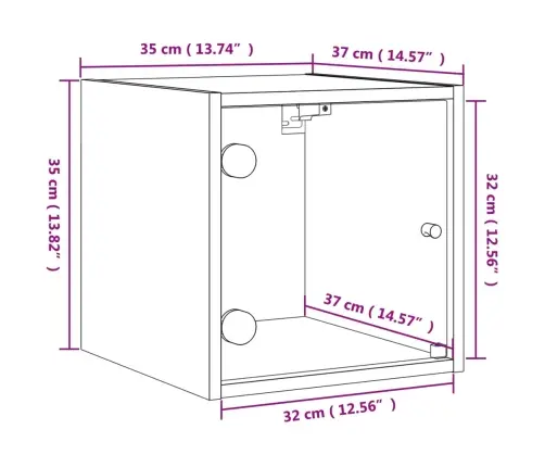 Naktsskapītis Ar Stikla Durvīm, Ozola Krāsa, 35X37X35 Cm Vidaxl Naktsskapītis Ar Stikla Durvīm, Ozola Krāsa, 35X37X35 Cm Vidaxl