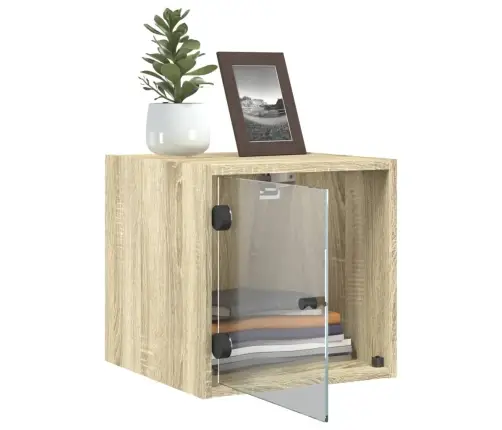 Naktsskapītis Ar Stikla Durvīm, Ozola Krāsa, 35X37X35 Cm Vidaxl Naktsskapītis Ar Stikla Durvīm, Ozola Krāsa, 35X37X35 Cm Vidaxl