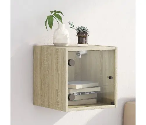 Naktsskapītis Ar Stikla Durvīm, Ozola Krāsa, 35X37X35 Cm Vidaxl Naktsskapītis Ar Stikla Durvīm, Ozola Krāsa, 35X37X35 Cm Vidaxl