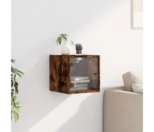 Naktsskapītis Ar Stikla Durvīm, Koka Krāsā, 35X37X35 Cm Vidaxl