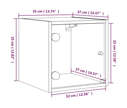 Naktsskapītis Ar Stikla Durvīm, Koka Krāsā, 35X37X35 Cm Vidaxl