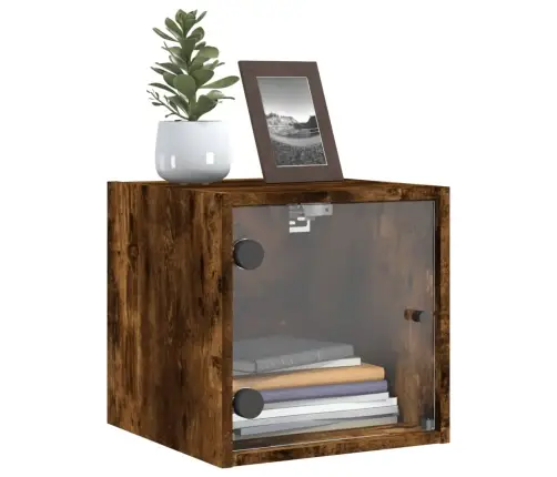 Naktsskapītis Ar Stikla Durvīm, Koka Krāsā, 35X37X35 Cm Vidaxl