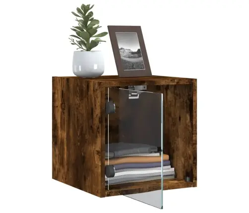 Naktsskapītis Ar Stikla Durvīm, Koka Krāsā, 35X37X35 Cm Vidaxl