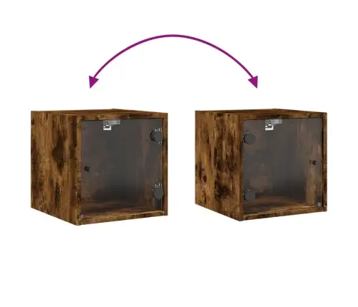 Naktsskapītis Ar Stikla Durvīm, Koka Krāsā, 35X37X35 Cm Vidaxl