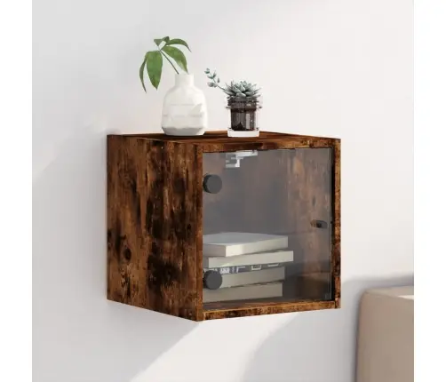 Naktsskapītis Ar Stikla Durvīm, Koka Krāsā, 35X37X35 Cm Vidaxl