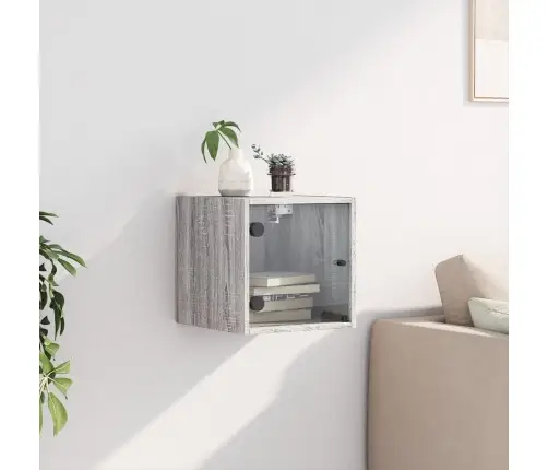 Naktsskapītis Ar Stikla Durvīm, Pelēka Ozola, 35X37X35 Cm Vidaxl Naktsskapītis Ar Stikla Durvīm, Pelēka Ozola, 35X37X35 Cm Vidaxl